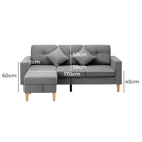 LIVING FUSION ALINUR 3 SEATER SOFA & OTTOMAN SET