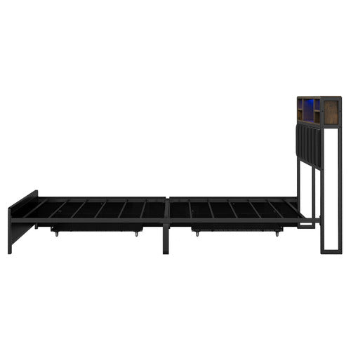 LIVING FUSION ALY FAUX LEATHER BED WITH LED & DRAWERS