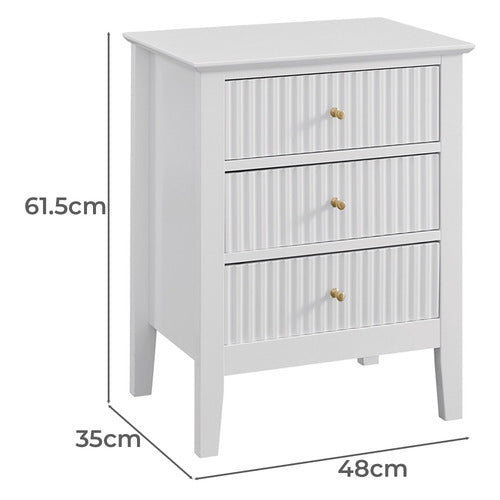WEST VALLEY INTERIORS AMARA 3 DRAWER BEDSIDE TABLE
