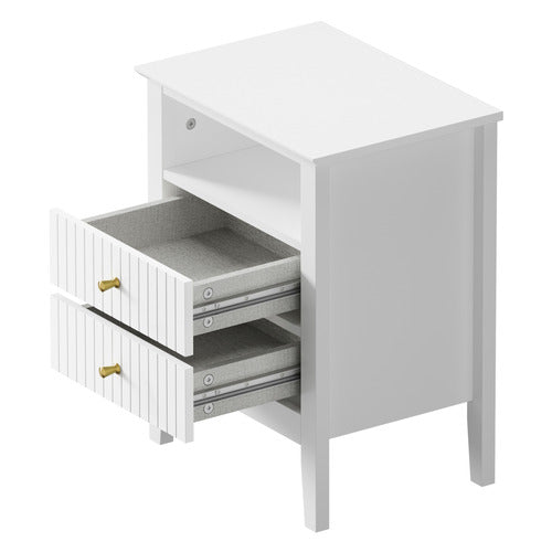 LIVING FUSION ANDES 2 DRAWER & SHELF BEDSIDE TABLE