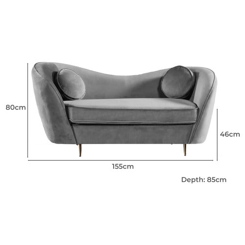 BY DESIGNS ARKISHA 2 SEATER VELVET SOFA