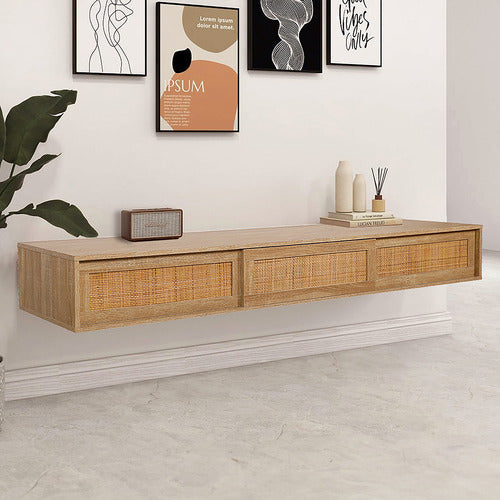 YORK STREET ASHCA WALL-MOUNTED RATTAN ENTERTAINMENT UNIT