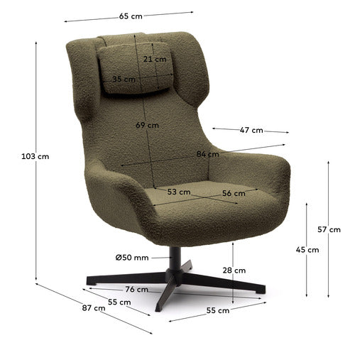 LINEA FURNITURE ASHLEY BOUCLE SWIVEL ARMCHAIR