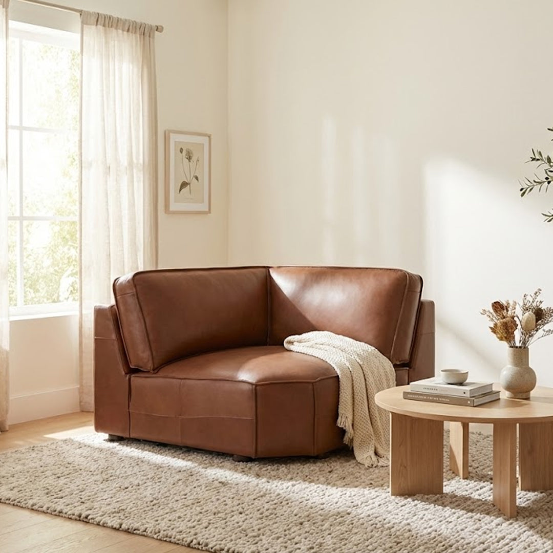 BARTELLE LEATHER MODULAR CORNER WEDGE BROWN
