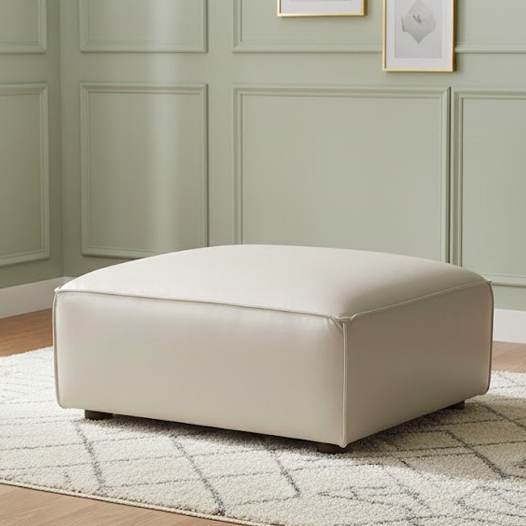 BARTELLE LEATHER OTTOMAN SILK GREY