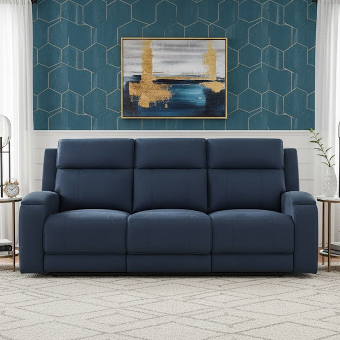 BAYTOWN FABRIC 3 SEATER ELECTRIC RECLINERS NAVY