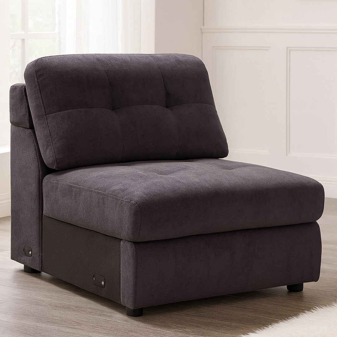 BEVERLY FABRIC MODULAR ARMLESS CHAIR DARK GREY