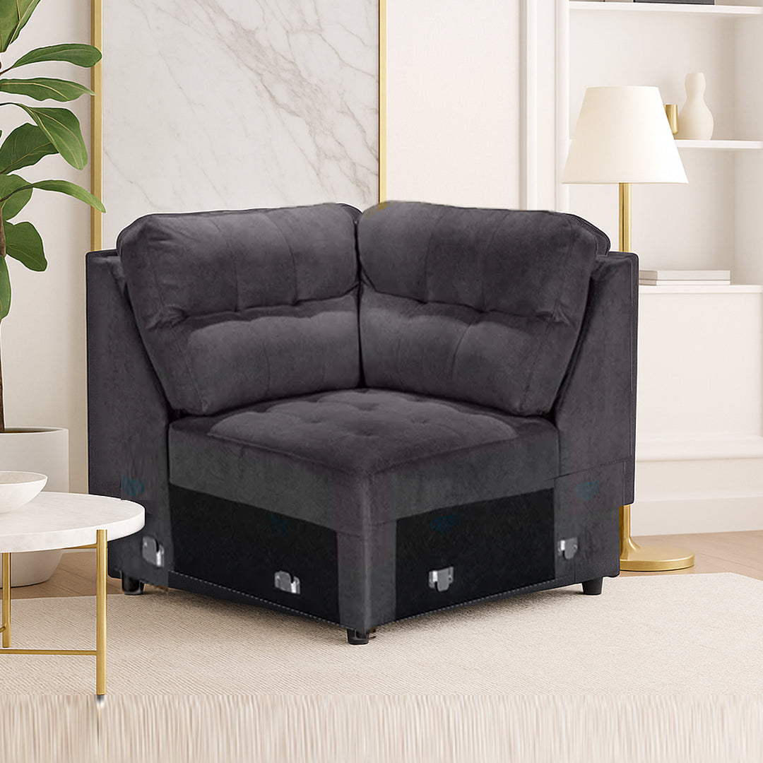 BEVERLY FABRIC MODULAR CORNER WEDGE DARK GREY
