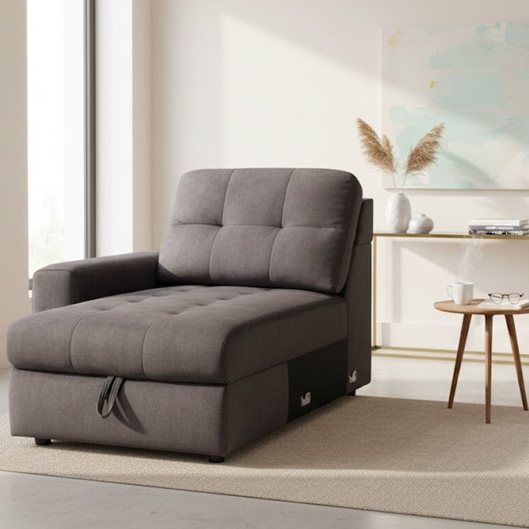 BEVERLY FABRIC MODULAR LHF STORAGE CHAISE DARK GREY