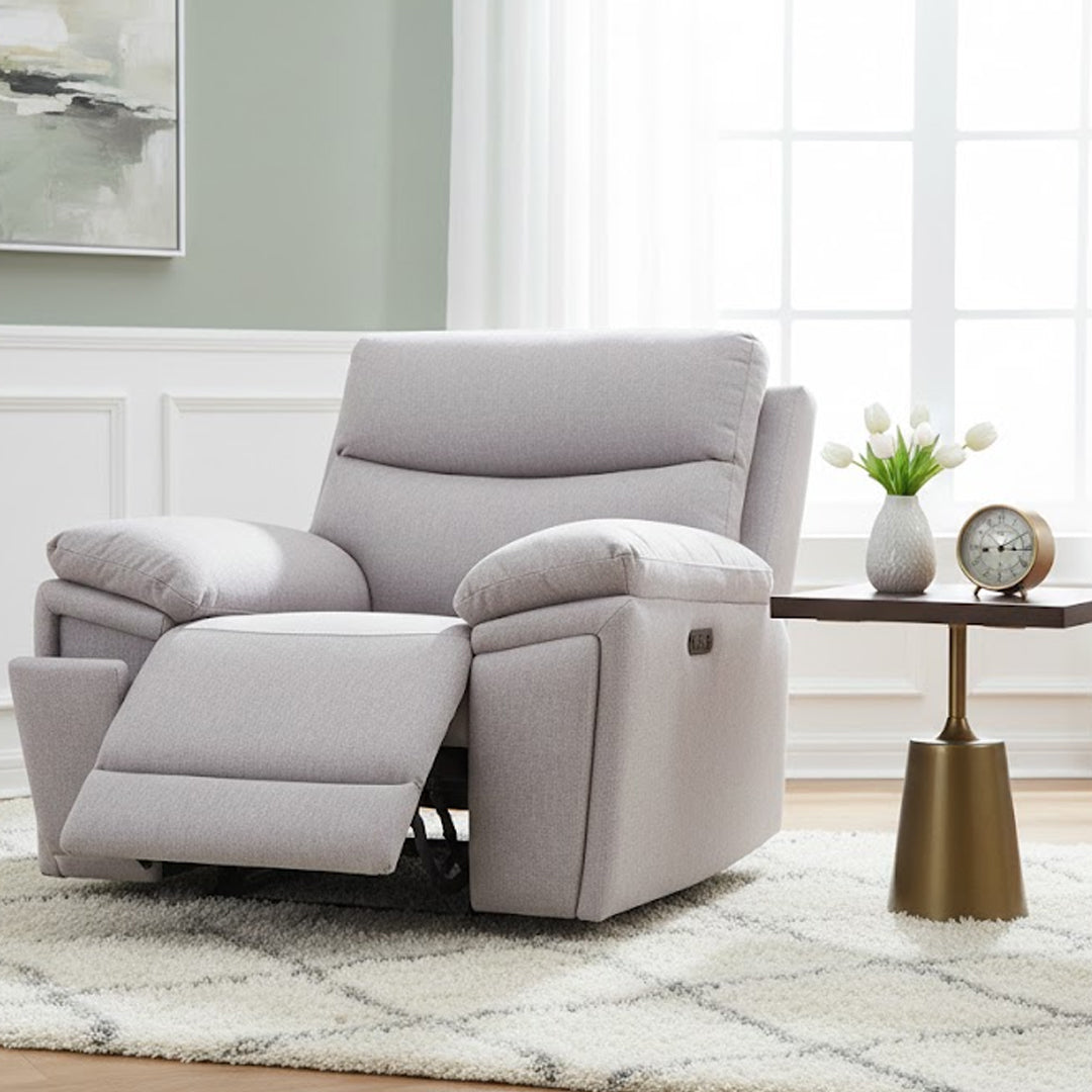 BRAVORA FABRIC ELECTRIC RECLINER LIGHT GREY