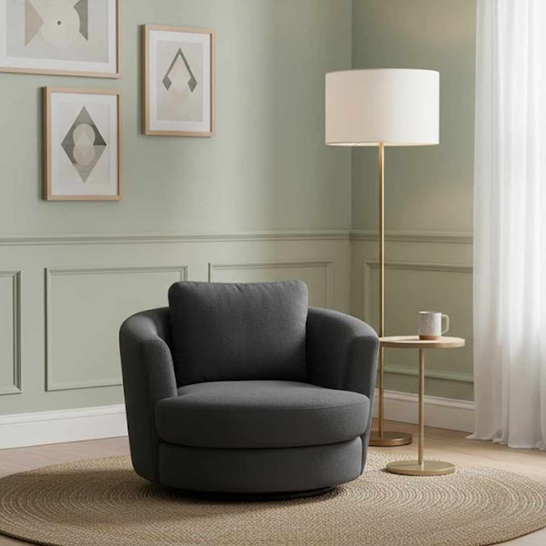 BRIANA FABRIC SWIVEL CHAIR DARK GREY