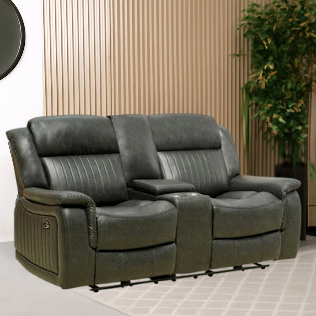 BY DESIGNS POWELL 2 SEATER FAUX LEATHER RECLINER SOFA
