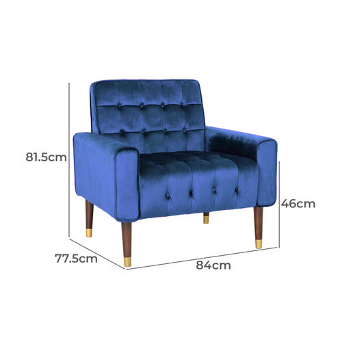 FURNITURE MARKET BARTOS BUTTON-TUFTED VELVET ARMCHAIR