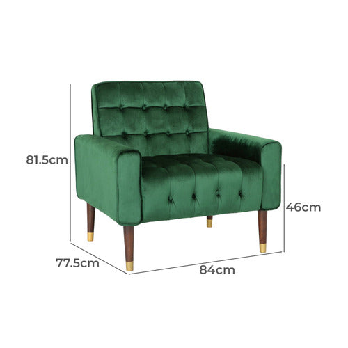 FURNITURE MARKET BARTOS BUTTON-TUFTED VELVET ARMCHAIR