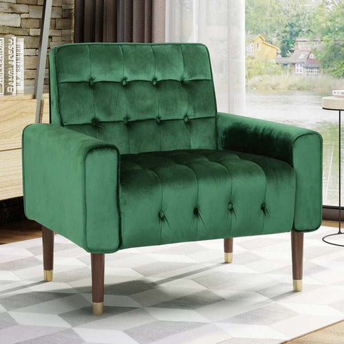 FURNITURE MARKET BARTOS BUTTON-TUFTED VELVET ARMCHAIR