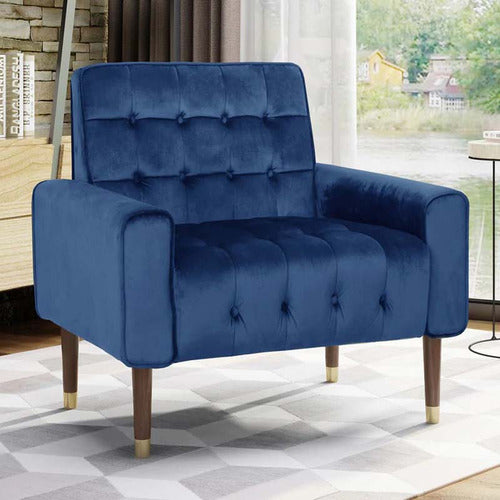 FURNITURE MARKET BARTOS BUTTON-TUFTED VELVET ARMCHAIR