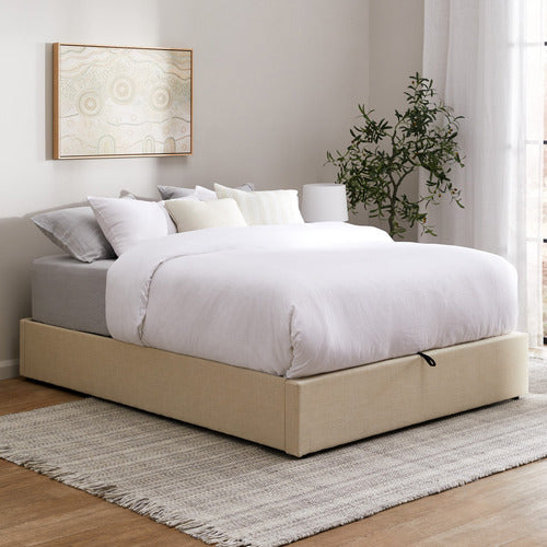 LIVING FUSION BEIGE ALDAN GAS LIFT STORAGE BED BASE
