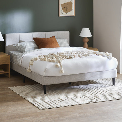 BEIGE IMOGEN UPHOLSTERED BED WITH USB