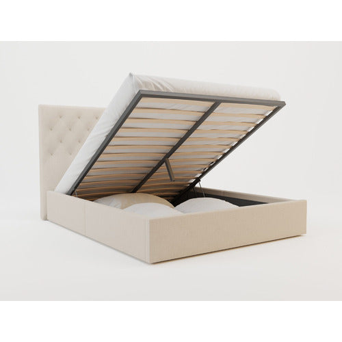 RAWSON & CO BEIGE OXFORD GAS LIFT STORAGE BED