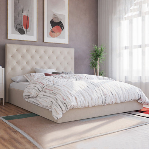 RAWSON & CO BEIGE OXFORD GAS LIFT STORAGE BED
