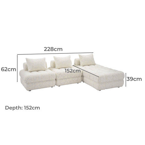 EVER DREAMING LIVING BEIGE ELLA 4 SEATER WOOL-BLEND SOFA & OTTOMAN SET