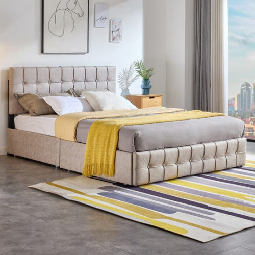 MIKASA FURNITURE BIRMINGHAM UPHOLSTERED PLATFORM BED WITH UNDERBED STORAGE