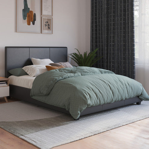 RAWSON & CO BLACK COMO PU LEATHER BED FRAME