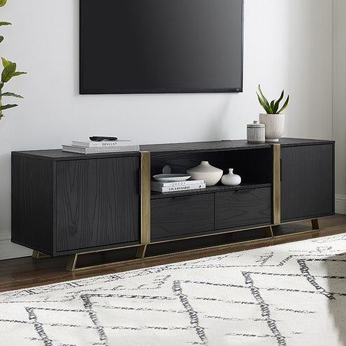 MONUMENT FURNITURE BLACK & GOLD ATHENA TV UNIT