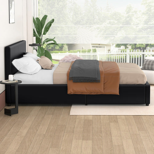 HOXTON ROOM BLACK HUDSON FAUX LEATHER GAS LIFT STORAGE BED