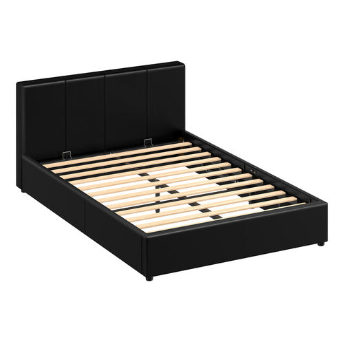 HOXTON ROOM BLACK HUDSON FAUX LEATHER GAS LIFT STORAGE BED