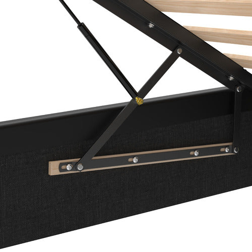 HOXTON ROOM BLACK HUDSON FAUX LEATHER GAS LIFT STORAGE BED