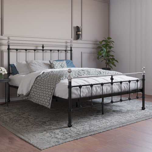 RAWSON & CO BLACK & CHROME ELIZABETH STEEL BED