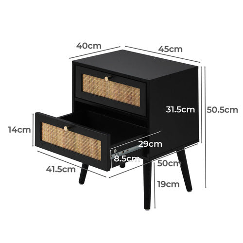 LIVING FUSION BLACK ASHER BEDSIDE TABLE