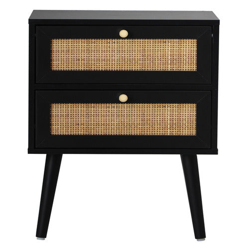 LIVING FUSION BLACK ASHER BEDSIDE TABLE