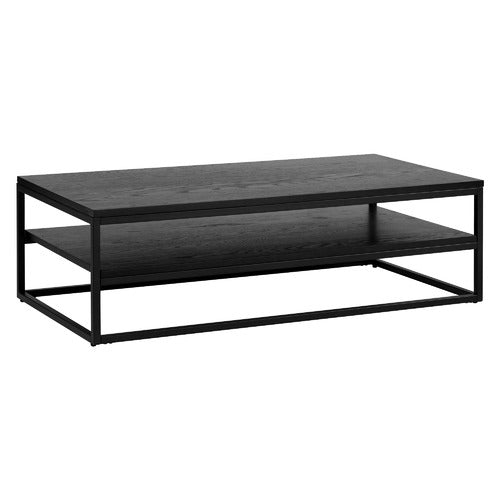 BLACK BORAS 120CM COFFEE TABLE WITH SHELF