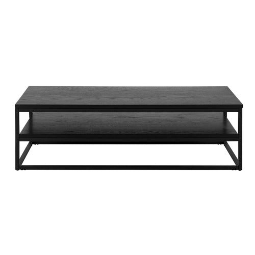 BLACK BORAS 120CM COFFEE TABLE WITH SHELF