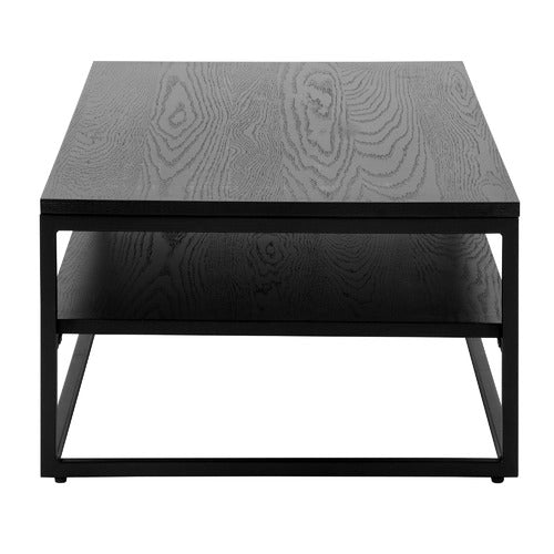 BLACK BORAS 120CM COFFEE TABLE WITH SHELF