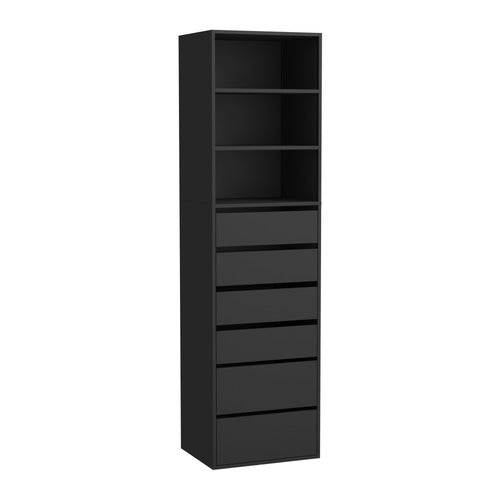 LIVING FUSION BLACK CASSANDRA 6 DRAWER 3 SHELF WARDROBE