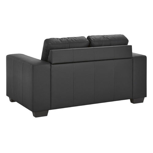 MIKASA FURNITURE BLACK CHARITON 2 SEATER FAUX LEATHER SOFA
