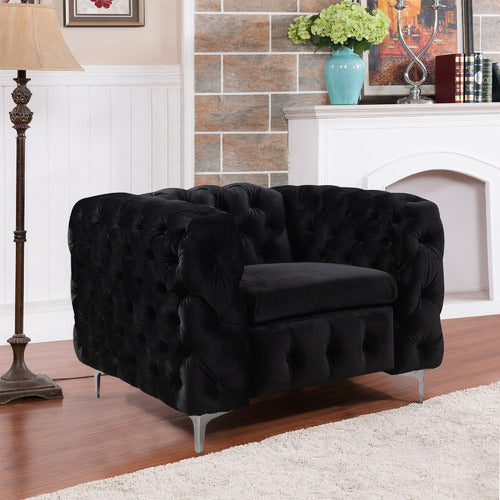 SOUTHERN STYLERS BLACK EDDARD VELVET ARMCHAIR
