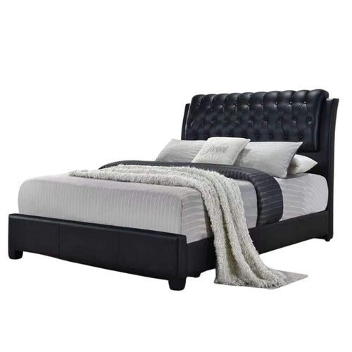 MIKASA FURNITURE BLACK MADRON FAUX LEATHER BED