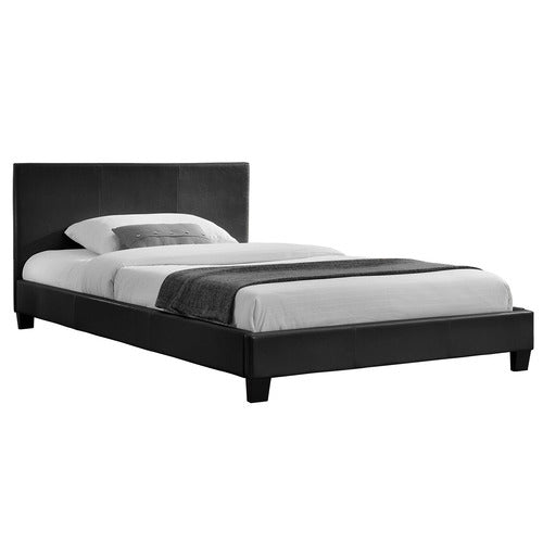 MIKASA FURNITURE BLACK MAKOTO FAUX LEATHER BED FRAME