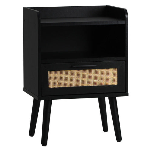 LIVING FUSION BLACK REO BEDSIDE TABLE