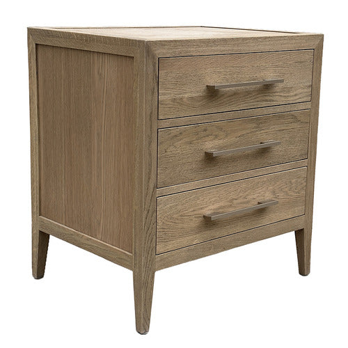 HAMILTON FURNITURE BLANCHARD OAK WOOD 3 DRAWER BEDSIDE TABLE