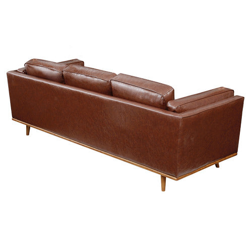 SOUTHERN STYLERS BROWN BROOKLYN FAUX LEATHER 3 SEATER SOFA
