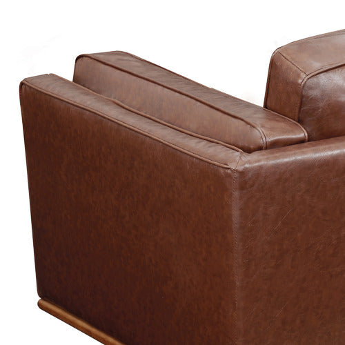 SOUTHERN STYLERS BROWN BROOKLYN FAUX LEATHER 3 SEATER SOFA