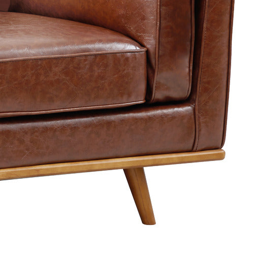 SOUTHERN STYLERS BROWN BROOKLYN FAUX LEATHER 3 SEATER SOFA