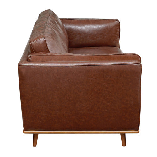 SOUTHERN STYLERS BROWN BROOKLYN FAUX LEATHER 3 SEATER SOFA