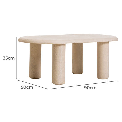 BYRON TRAVERTINE-LOOK OUTDOOR COFFEE TABLE