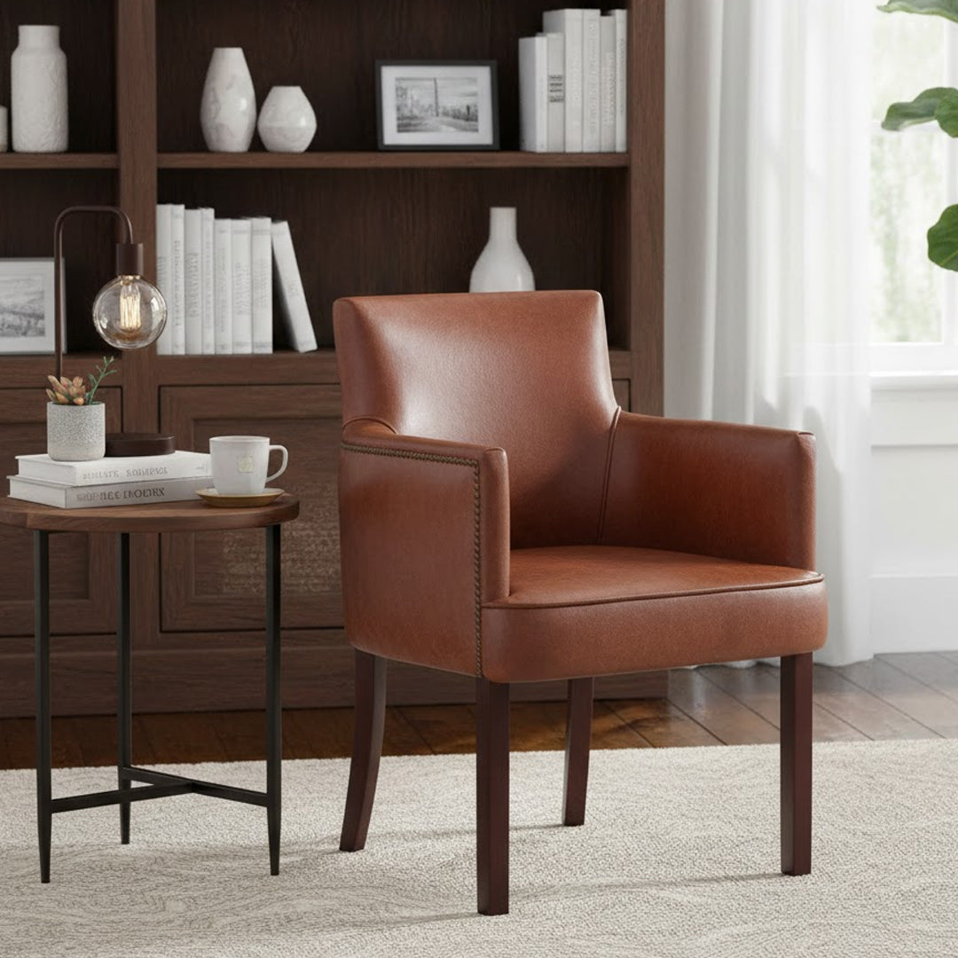 CHARTWELL HOME DARK BROWN HIERO AGED LEATHER ARMCHAIR